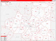 Jefferson City Metro Area Wall Map Red Line Style